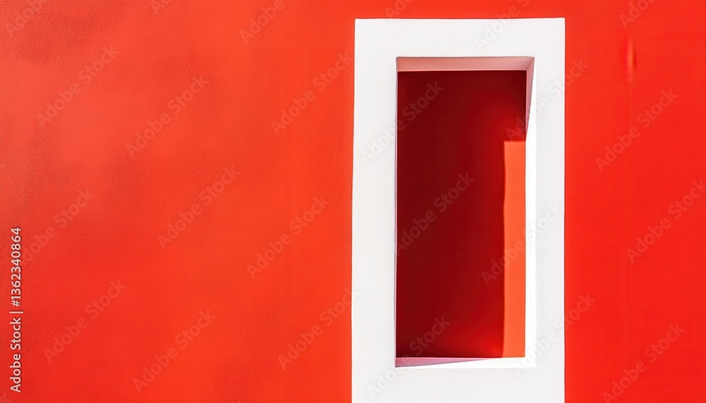 Aufkleber red wall with white rectangular window frame