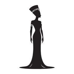 Legendary Nefertiti silhouette, a symbol of divine beauty - Nefertiti illustration - Nefertiti minimalist vector - Egyptian Queen silhouette - Egyptian silhouette

