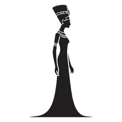 Majestic Nefertiti silhouette, the epitome of royal elegance - Nefertiti illustration - Nefertiti minimalist vector - Egyptian Queen silhouette - Egyptian silhouette

