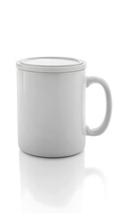 White Ceramic Mug with Lid Mockup for Branding