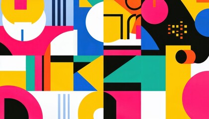 Obraz premium Vibrant Geometric Abstract Design with Bold Shapes and Bright Colors