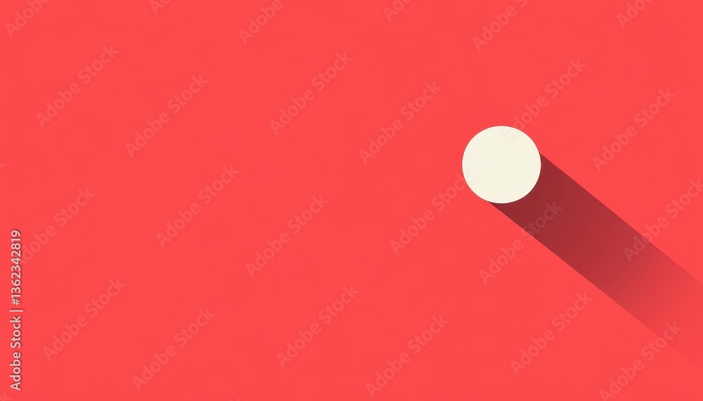 Poster white circle on red background minimalist design
