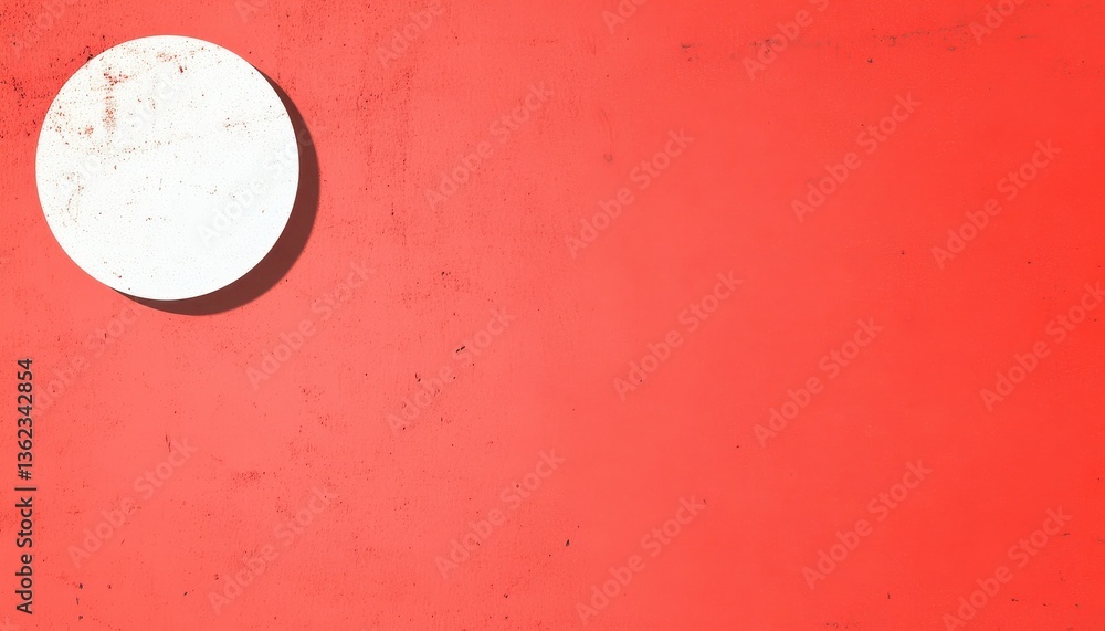 Aufkleber white circle on red textured background
