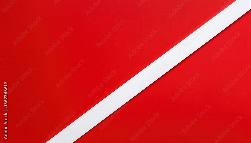 Poster white stripe on red background: minimal geometric design