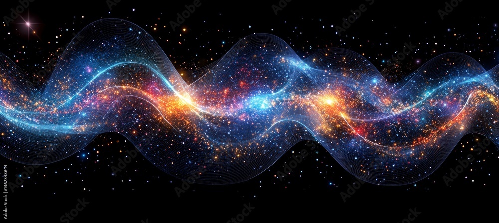Poster cosmic energy flow an abstract display of vivid colors and dynamic shapes. multimedia content, 4k