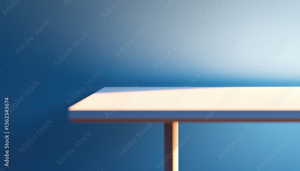 Poster white table against a blue gradient background
