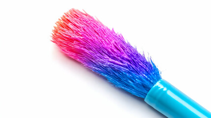 Paintbrush Bristles Macro Multi Colored Gradient Brush Tip Isolated on White Background Arts and Crafts Detail