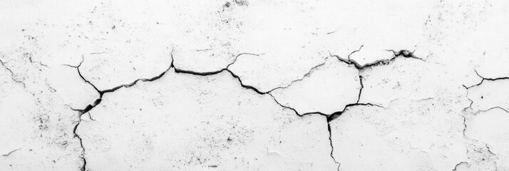 Obraz premium A close-up shot of a cracked concrete wall in black and white
