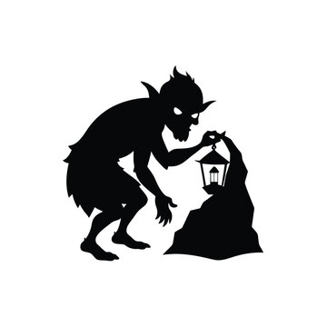 recommend clip art: Mysterious Goblin Silhouette on White Background  Fantasy Creature Design