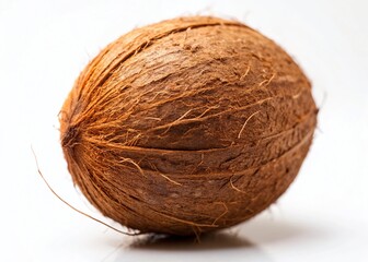 Macro Close-up of Smooth White Coconut on Pure White Background - High-Resolution Stock Photo