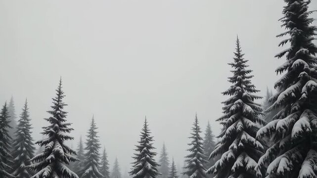 Snow covered pine trees in a winter forest a tranquil snowy landscape scene