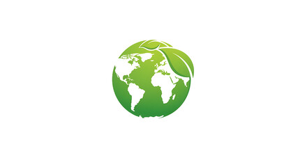 Obraz premium Illustration of a green globe with white continents and leaves on a black background design concept