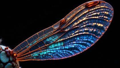 The dazzling light and shadow of dragonfly wings