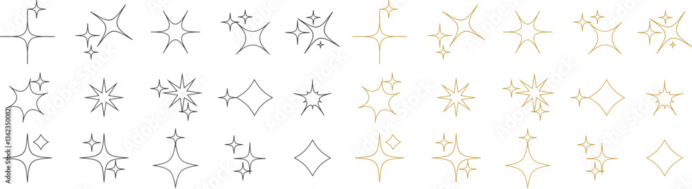 Aufkleber sparkle icon set isolated on transparent background. flat and line style collection vectors for deco