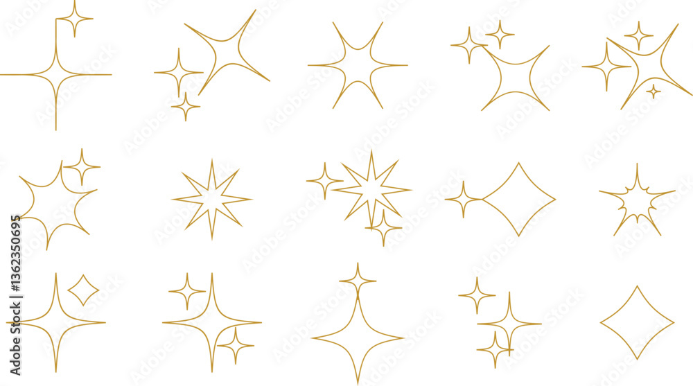 Aufkleber sparkle icon set isolated on transparent background. flat and line style collection vectors for deco