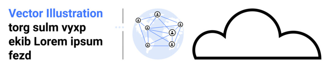 Diagram of connected nodes forming a network graph and a cloud, representing data exchange, digital connectivity, cloud computing, IT systems, innovation, remote access, simple landing page