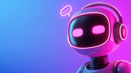 Futuristic robot with headphones in bright colors