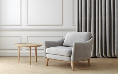 Modern Living Room Interior Design with Armchair and Side Table