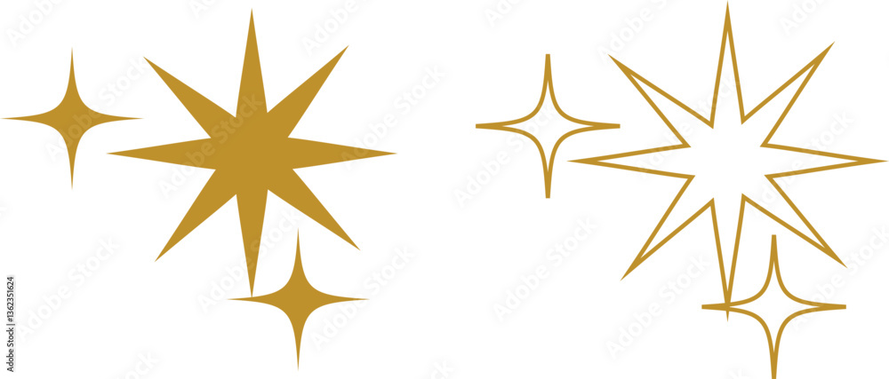 Aufkleber sparkle icon set isolated on transparent background. flat and line style collection vectors for deco