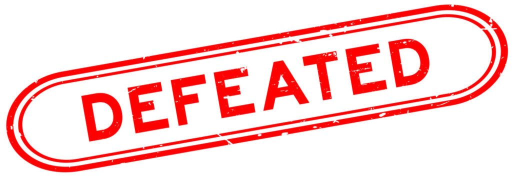 Grunge red defeated word rubber seal stamp on white background