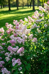 Obraz premium lila flowers blooming in a park in the sun