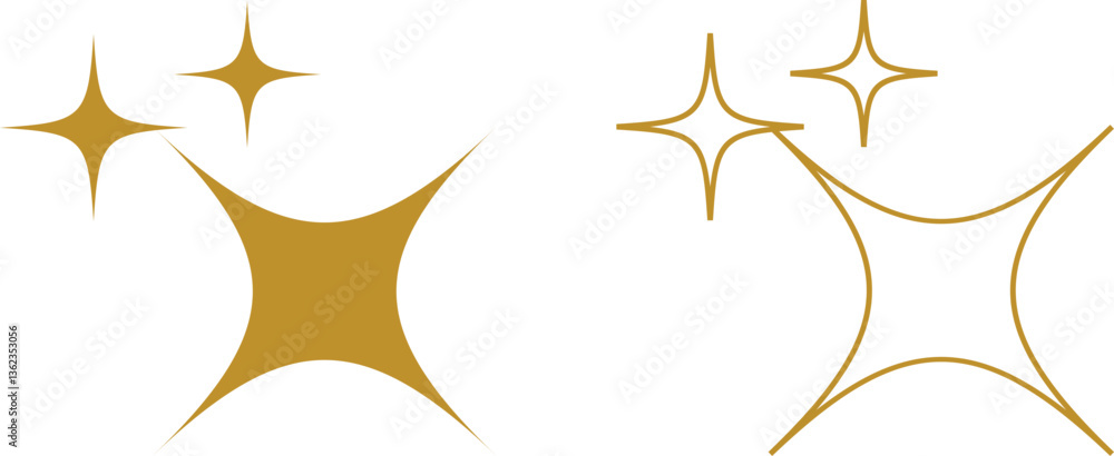 Aufkleber sparkle icon set isolated on transparent background. flat and line style collection vectors for deco