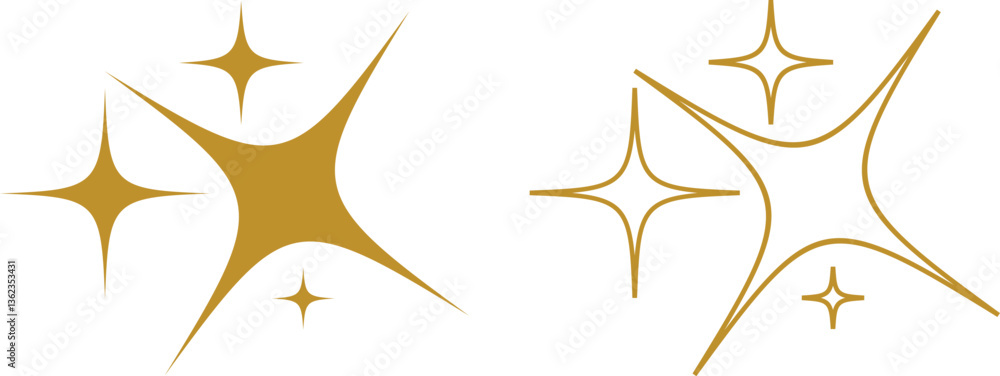 Aufkleber sparkle icon set isolated on transparent background. flat and line style collection vectors for deco