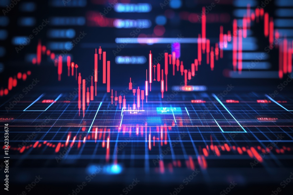 Poster abstract digital stock market data visualization chart