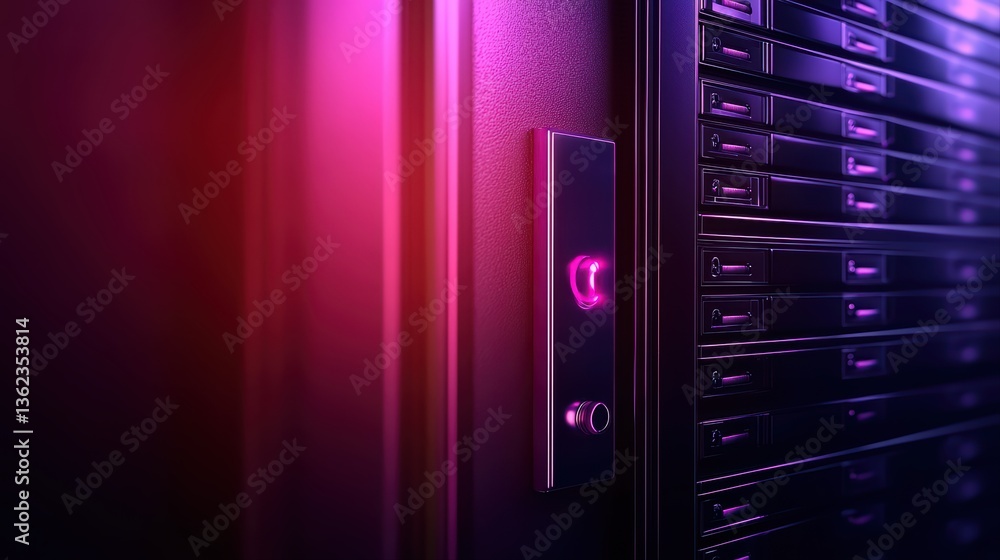 Poster modern vault with illuminated keypad and security features