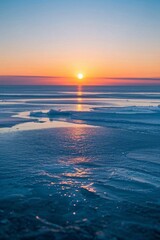 arafed view of a sunset over the ocean with waves
