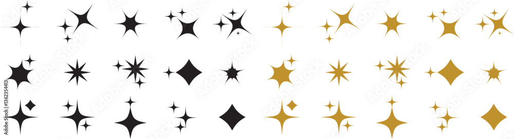Aufkleber sparkle icon set isolated on transparent background. flat and line style collection vectors for deco