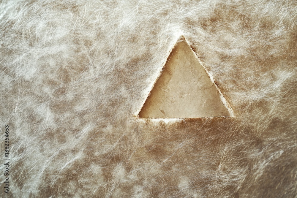 Poster a triangular shape cut out from a piece of wool, suitable for crafts and diy projects