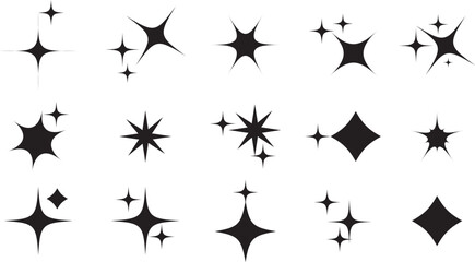 Sparkle icon set isolated on transparent background. flat and line style collection vectors for decoration. stars sparkles icon for your web site design, logo, app, UI. stars black symbol. glint sign.