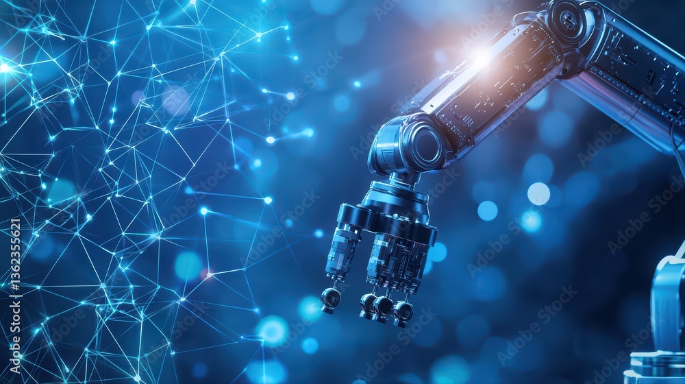 Aufkleber robotic arm connected to digital network interface