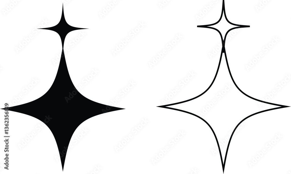 Aufkleber sparkle icon set isolated on transparent background. flat and line style collection vectors for deco