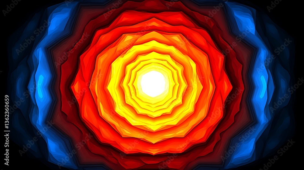 Poster a colorful abstract tunnel with concentric layers of various colors