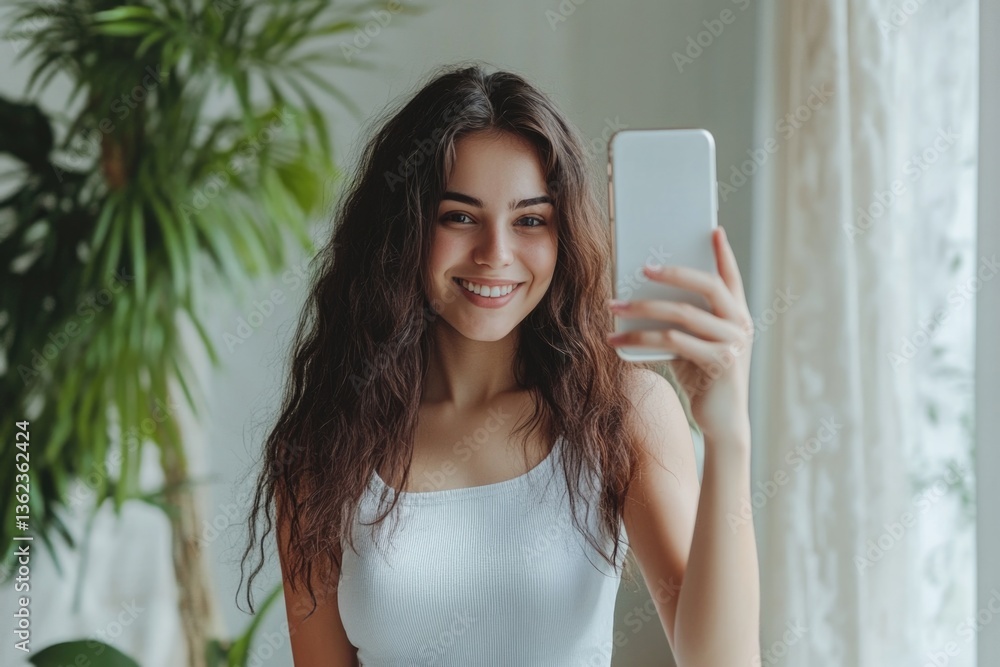Poster a person capturing their image with a mobile device