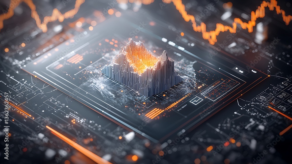Aufkleber 3d data visualization futuristic technology graph