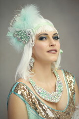 Detailed Portrait of 1920's Elegant Flapper