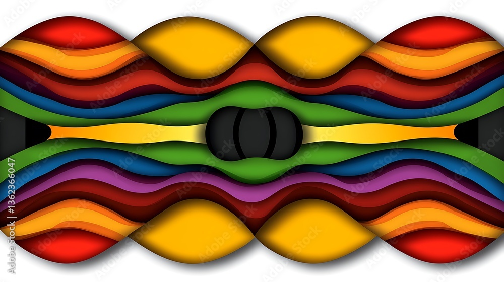 Poster abstract artistic design with layered colorful and curved shapes