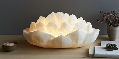 Elegant White Lotus Lamp.
