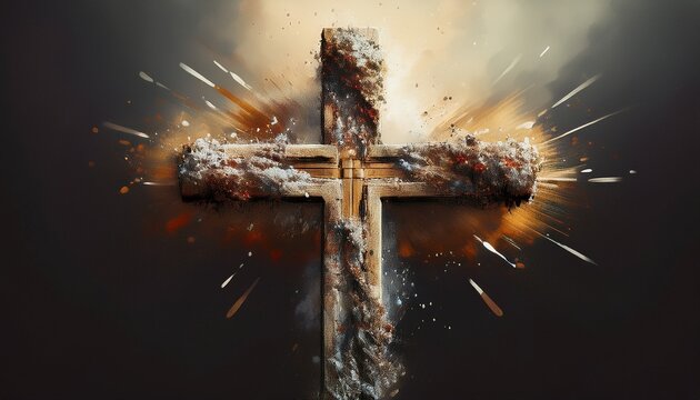 Mi&eacute;rcoles de Ceniza. Obra religiosa que representa la cruz con cenizas. 
