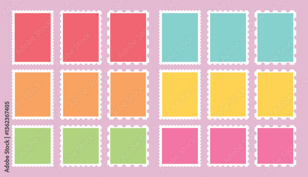 Poster set geometric blank frame. retro colored text box. empty speech bubble, textbox on pink background, 