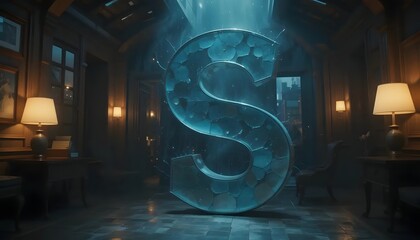 Letter S in Elegant Room Interior with Artistic Lighting