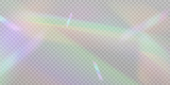 A cluster of colors, bright rays of the spectrum. Glare on a lens, glass, jewelry, or gemstone. The superimposition of the rainbow effect, the refraction of light by a crystal prism. Realistic diamond