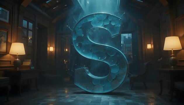 Letter S in Elegant Room Interior with Artistic Lighting