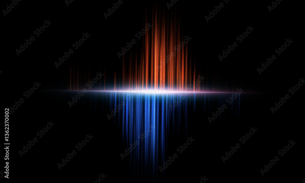 Aufkleber light spectrum with vertical red-blue lines on a black background, energy impulse or cosmic signal.