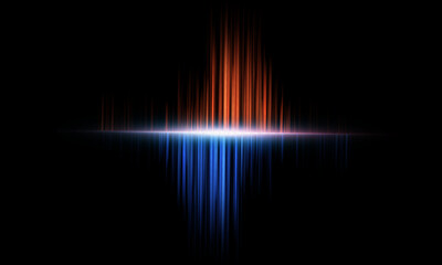 Light spectrum with vertical red-blue lines on a black background, energy impulse or cosmic signal.