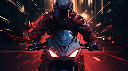 Night speed of motorcycle urban illustration 