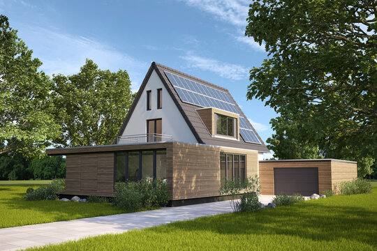 Altes Haus mit modernem Holzanbau